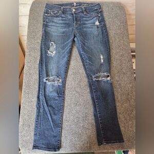 7 For All Mankind Josefina Skinny Boyfriend Distressed Jeans Women's